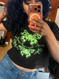 “Everything always works out for me” green ink crop-T (pre order)