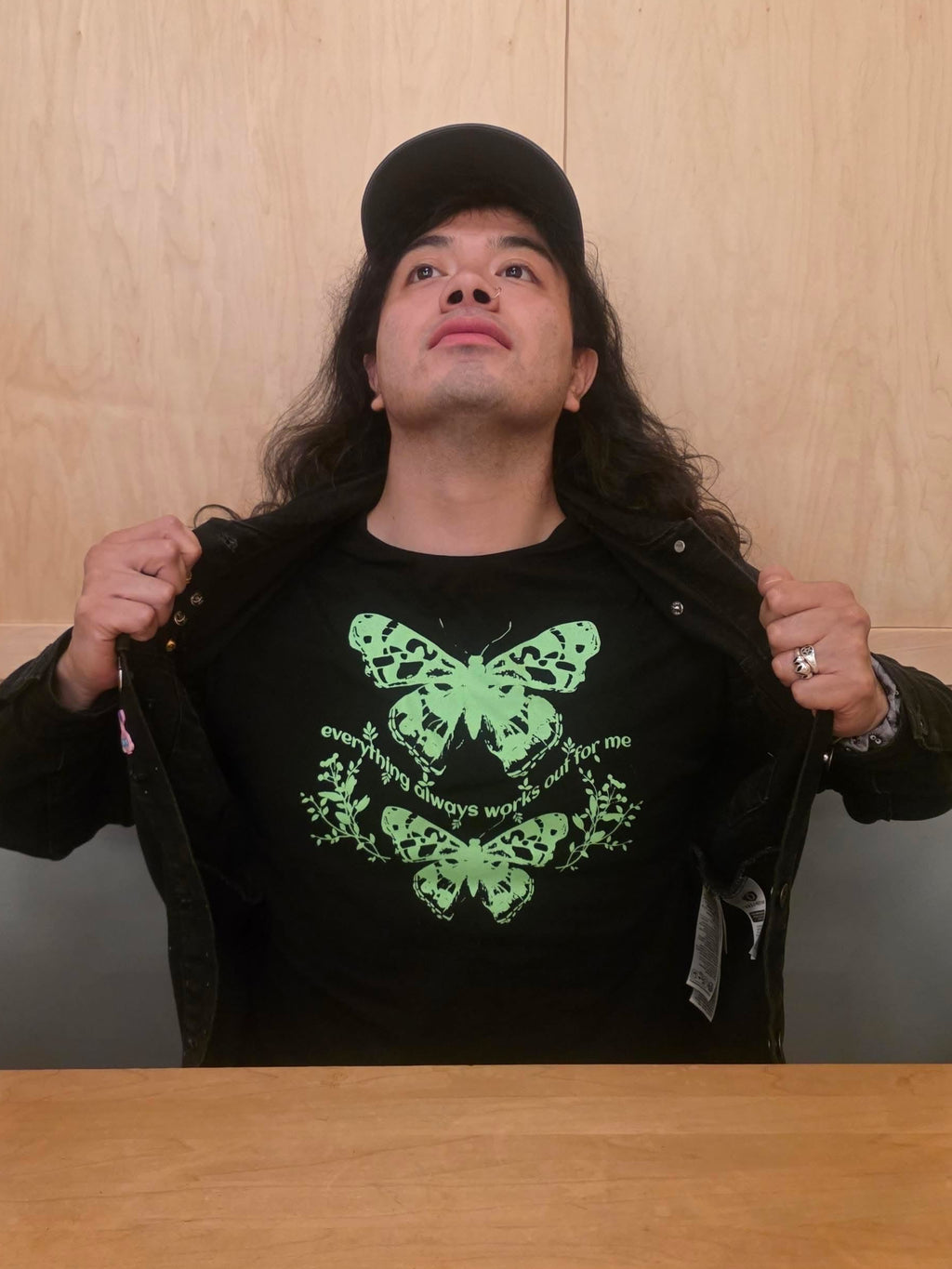 “Everything always works out for me”green full T shirt